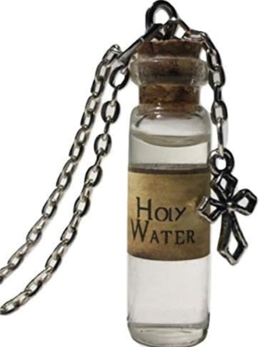 Supernatural Holy Water Bottle Necklace - Glass Pendant, Stainless Steel Chain